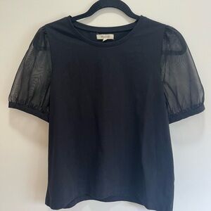 Madewell Black Sheer Puff Sleeve Blouse